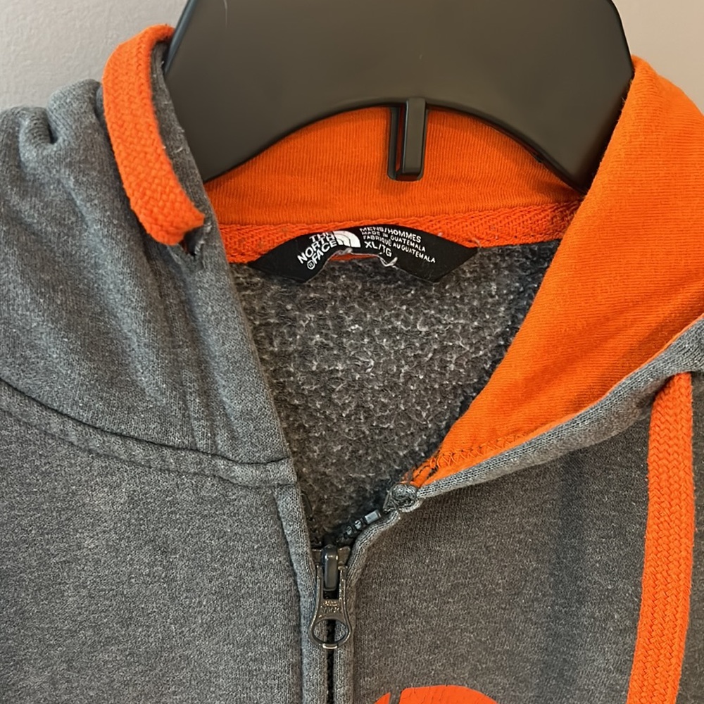 The North Face Gray Hoodie with Orange Logo - Picture 2 of 3